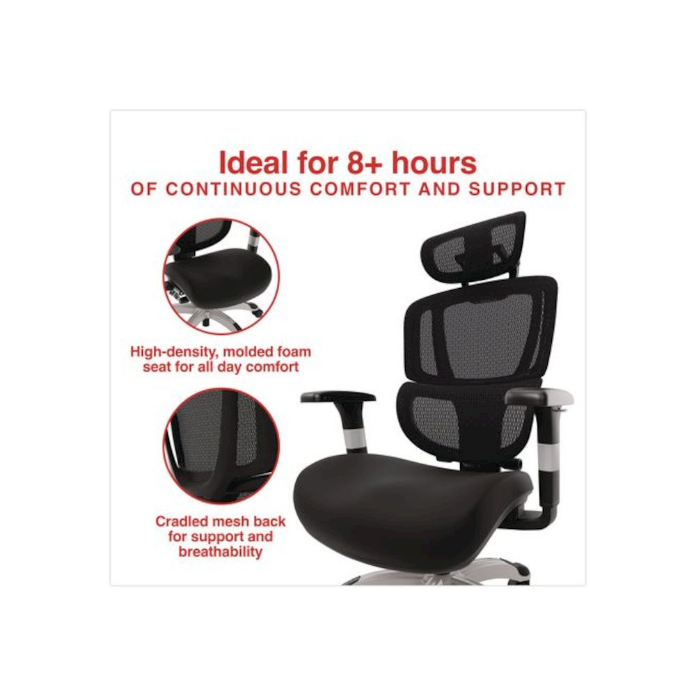 Minverva Pro Multifunction Chair, Supports Up to 275 lb, 17.7" to 21.4" Seat Height, Black Seat, Black Back, Black Base. Picture 4