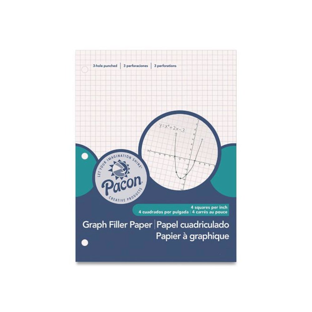 Composition Paper, 3-Hole, 8.5 x 11, 1/4", Quadrille: 4 sq/in, 500 Sheets/Ream. Picture 1
