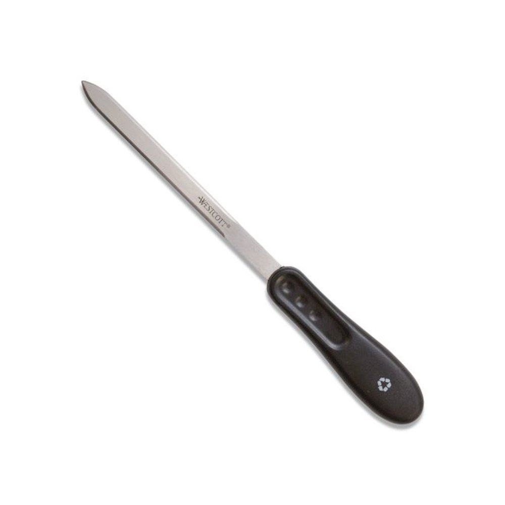 KleenEarth Recycled Letter Opener with Antimicrobial Protection, 9", Black. Picture 1