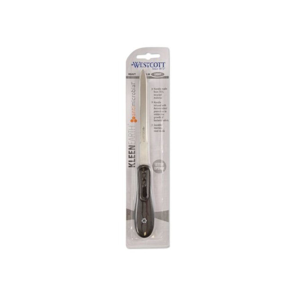 KleenEarth Recycled Letter Opener with Antimicrobial Protection, 9", Black. Picture 3