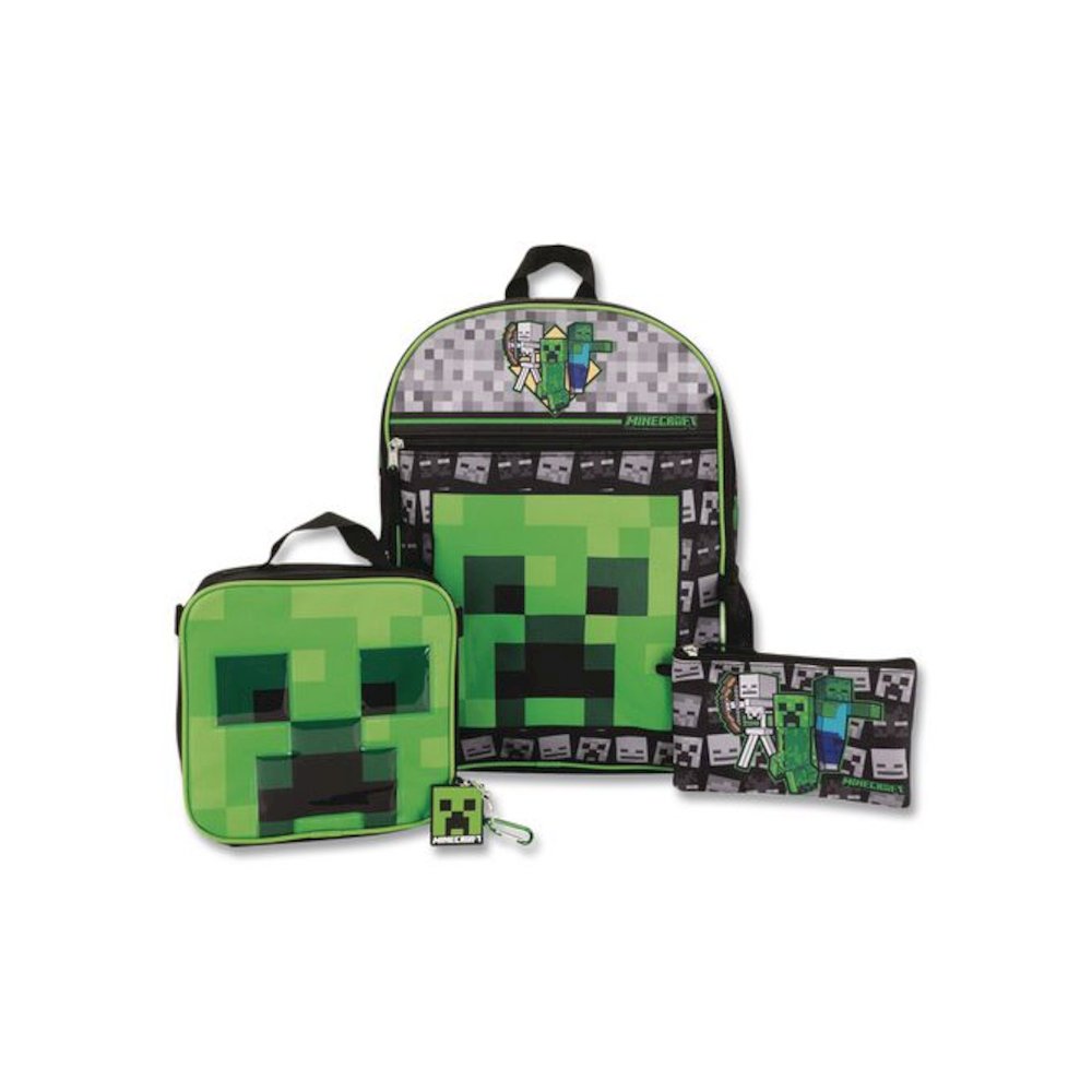 Minecraft 5-Piece Backpack Set, Green/Gray/Black. Picture 2