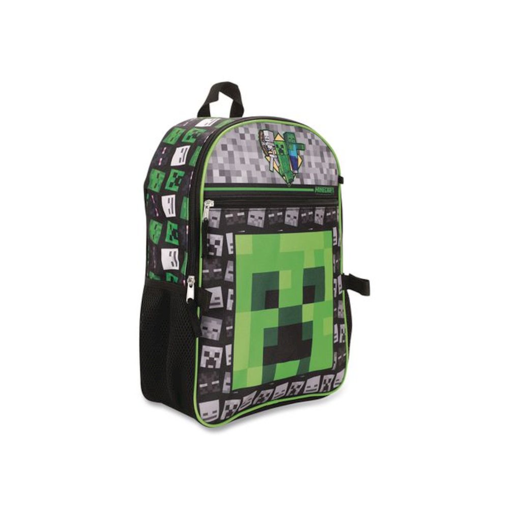 Minecraft 5-Piece Backpack Set, Green/Gray/Black. Picture 4