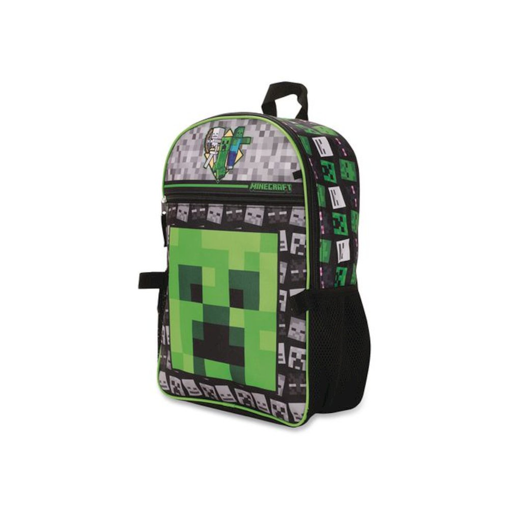 Minecraft 5-Piece Backpack Set, Green/Gray/Black. Picture 5