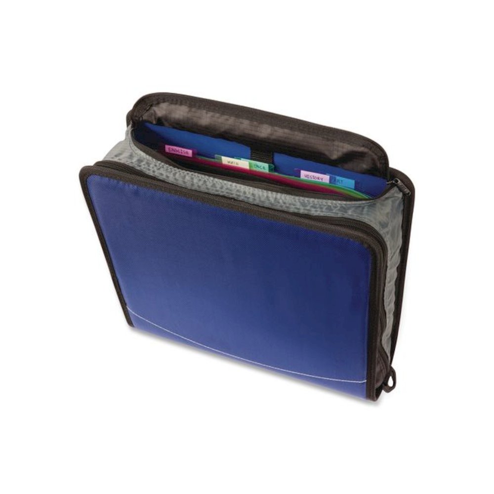 Mighty Zip Tab Binder, 3 Rings, 3" Capacity, 11 x 8.5, Blue. Picture 2