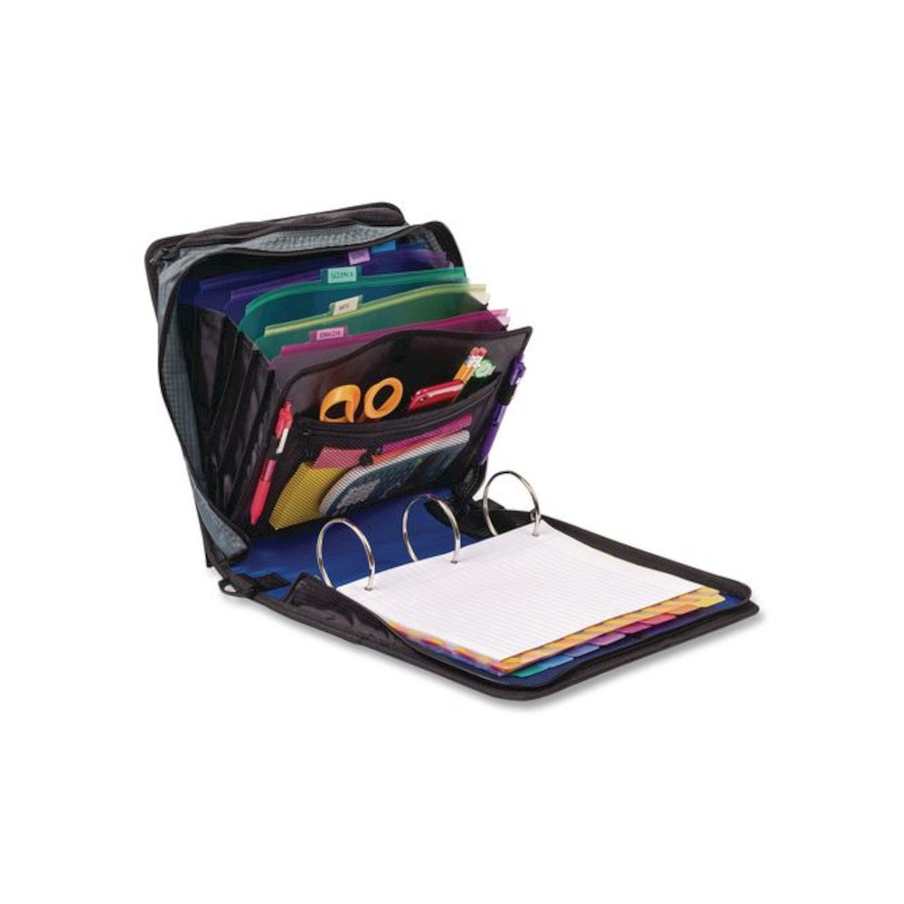 Mighty Zip Tab Binder, 3 Rings, 3" Capacity, 11 x 8.5, Blue. Picture 3