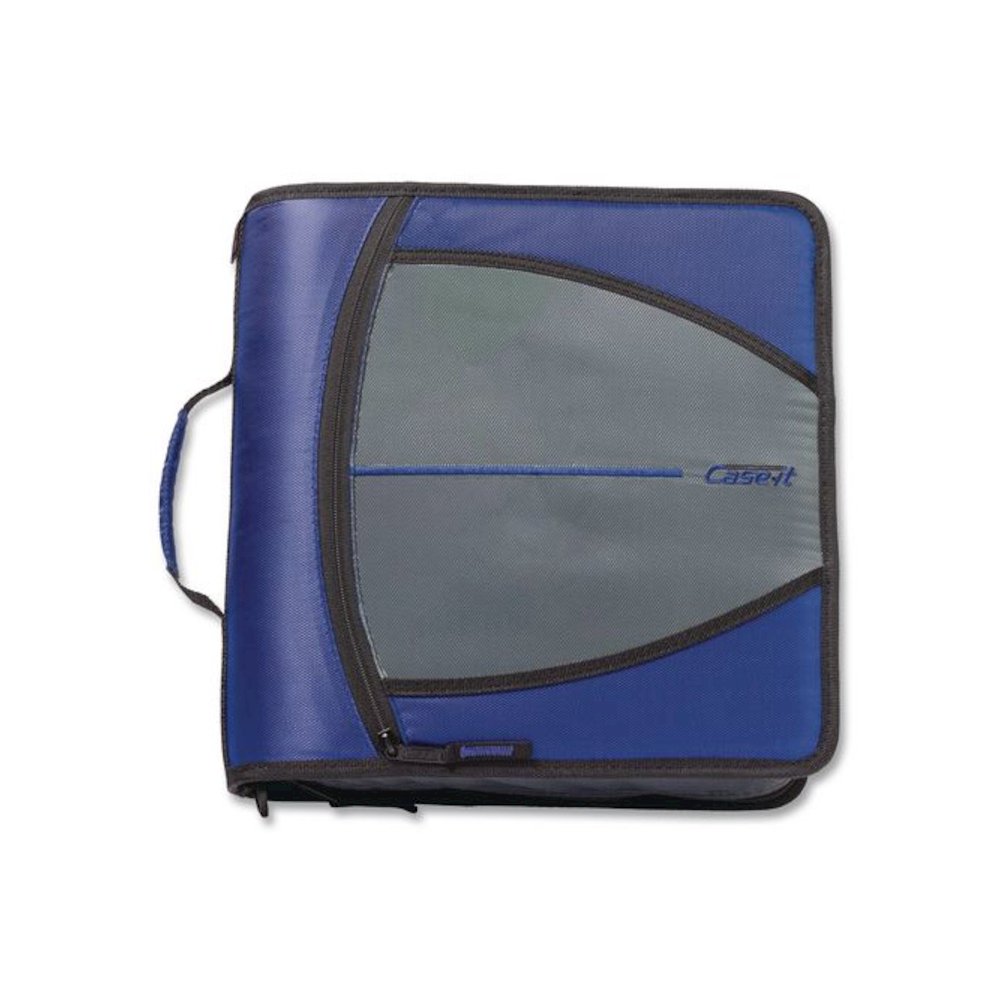 Mighty Zip Tab Binder, 3 Rings, 3" Capacity, 11 x 8.5, Blue. Picture 1