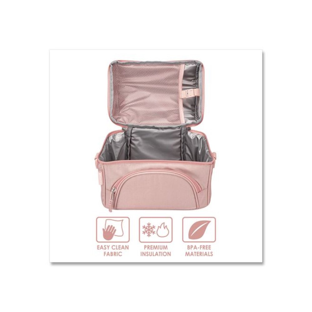 Deluxe Insulated Lunch Bag, 8" x 10" x 7.5", Blush Pink. Picture 3