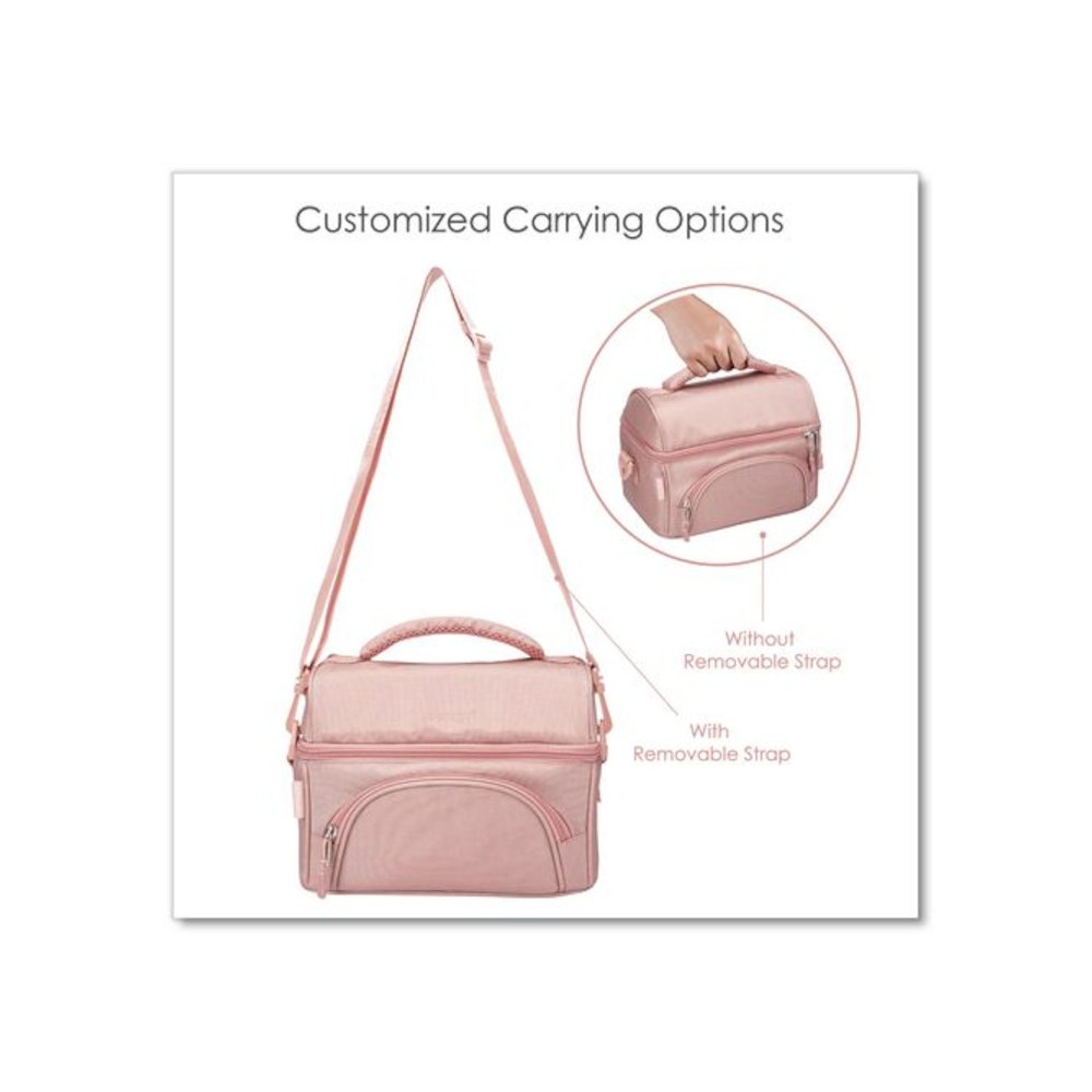 Deluxe Insulated Lunch Bag, 8" x 10" x 7.5", Blush Pink. Picture 6