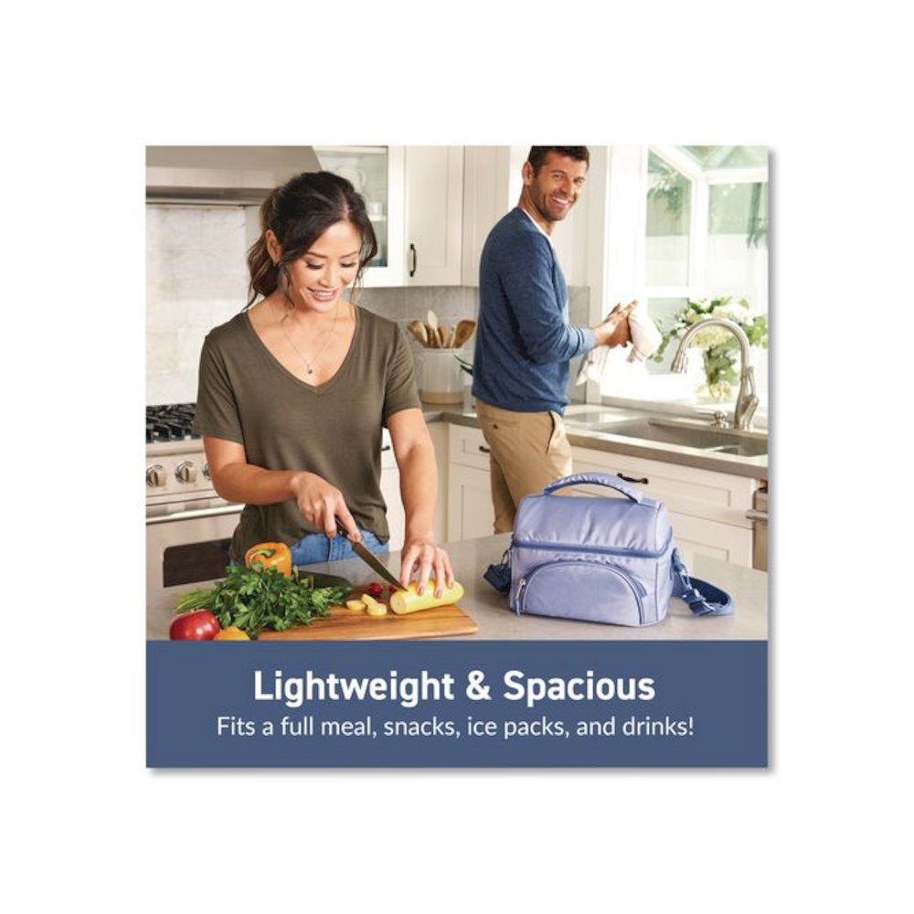 Deluxe Insulated Lunch Bag, 8" x 10" x 7.5", Slate Blue. Picture 2