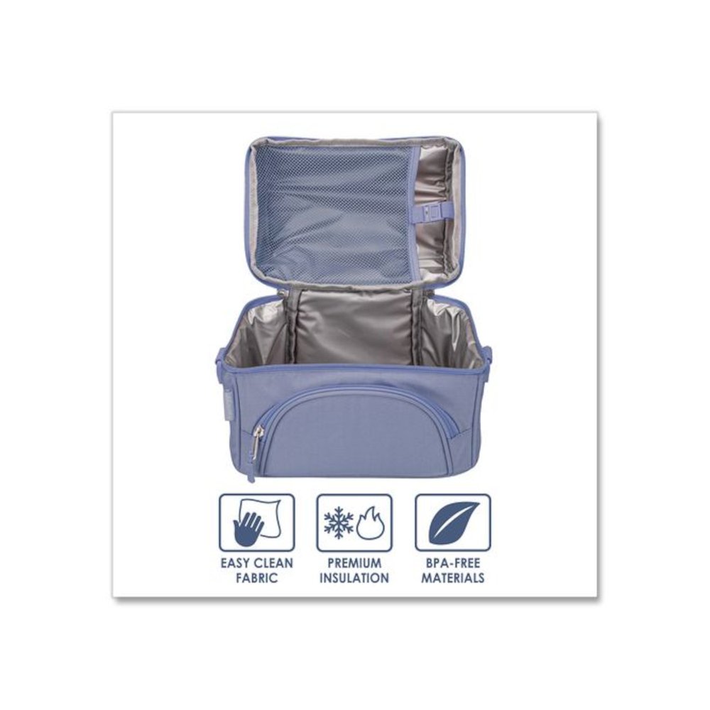 Deluxe Insulated Lunch Bag, 8" x 10" x 7.5", Slate Blue. Picture 3