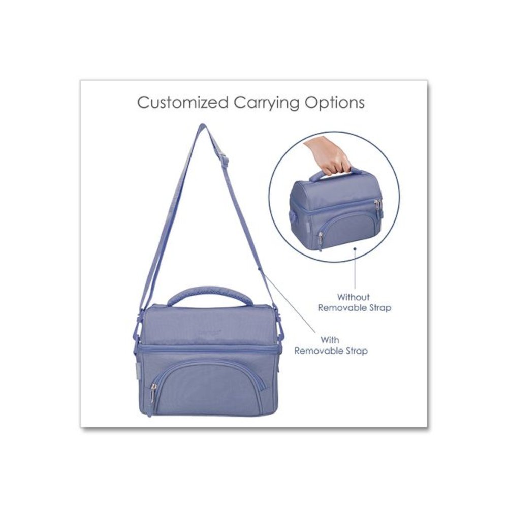 Deluxe Insulated Lunch Bag, 8" x 10" x 7.5", Slate Blue. Picture 6