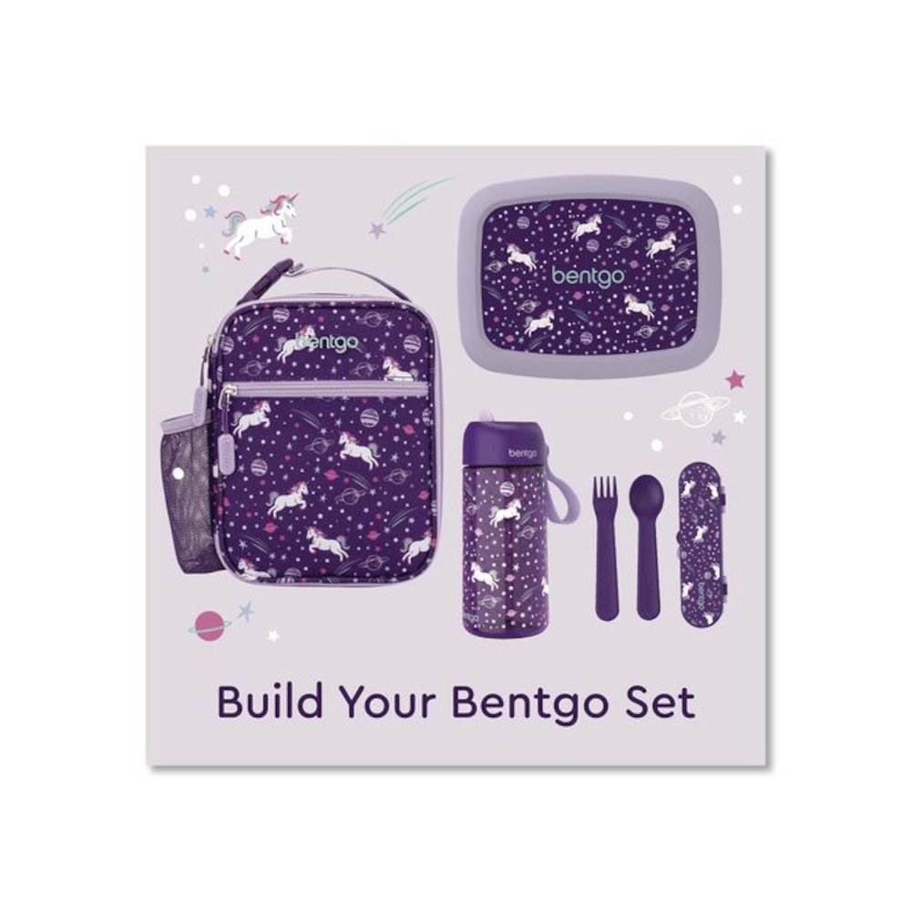 Kids Insulated Lunch Tote, Unicorns Theme, 7.3" x 3.5" x 9.5", Purple/Multicolor. Picture 7