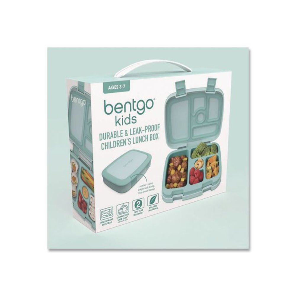 Kids Five-Compartment Bento Box, 8.5" x 6.5" x 2", Seafoam Green. Picture 8