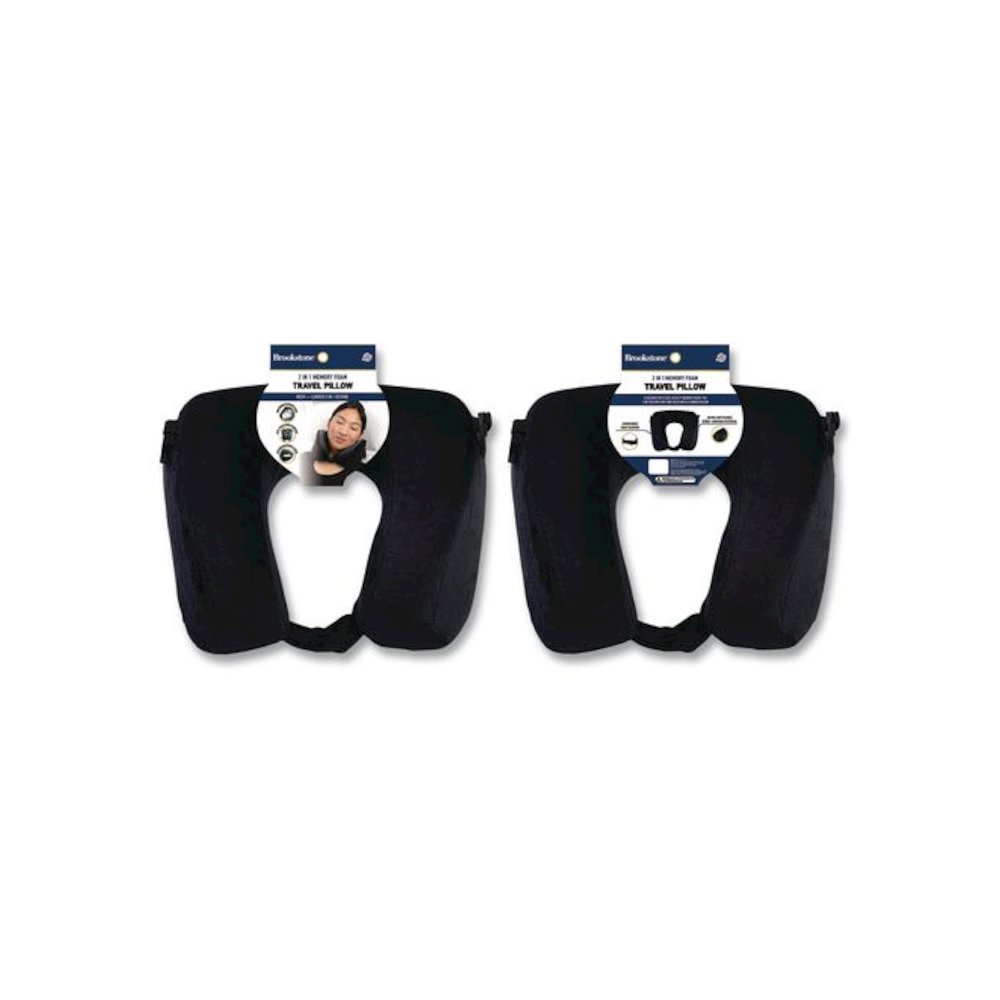 Memory Foam Fleece Travel Pillow, One Size Fits Most, 9.84 x 4.1 x 9, Black. Picture 4
