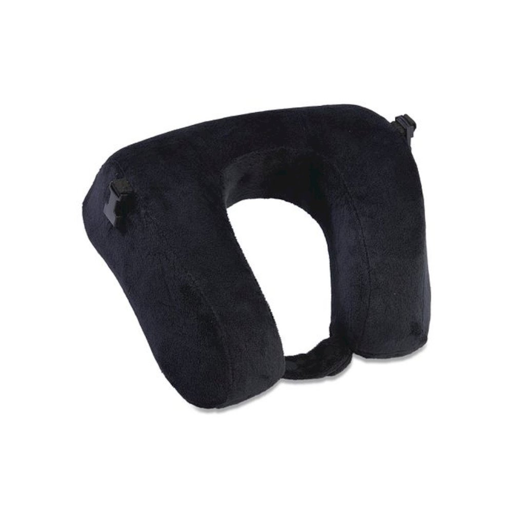 Memory Foam Fleece Travel Pillow, One Size Fits Most, 9.84 x 4.1 x 9, Black. Picture 5