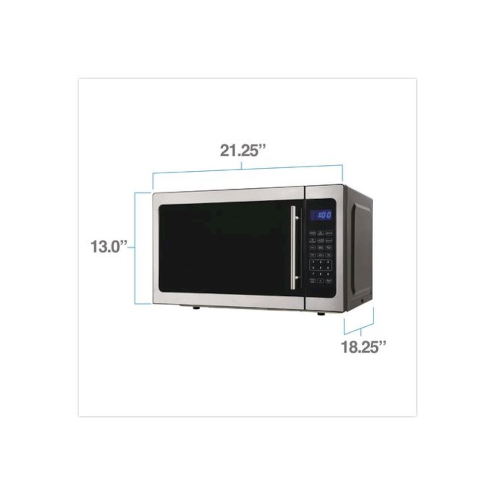 1.5 cu ft Countertop Microwave, 1,000 W, Stainless Steel/Black. Picture 2