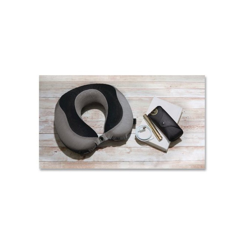 U-Shaped Memory Foam Travel Pillow, One Size Fits Most, 12.6 x 3.74 x 12.2, Gray/Black. Picture 3