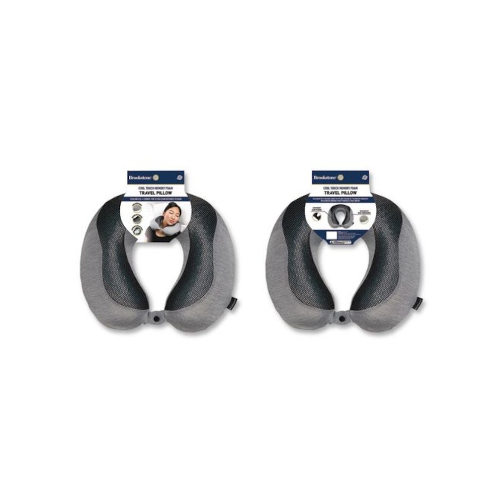 U-Shaped Memory Foam Travel Pillow, One Size Fits Most, 12.6 x 3.74 x 12.2, Gray/Black. Picture 4