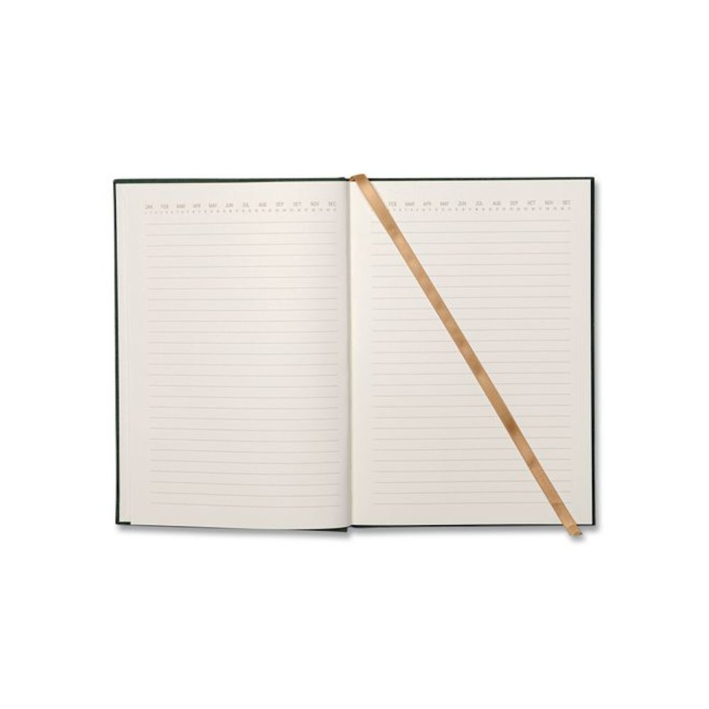 Hardcover Journal, Narrow Rule, Green/Gold Soft-Touch Synthetic Suede Cover, (80) 7.88 x 5.5 Sheets. Picture 2