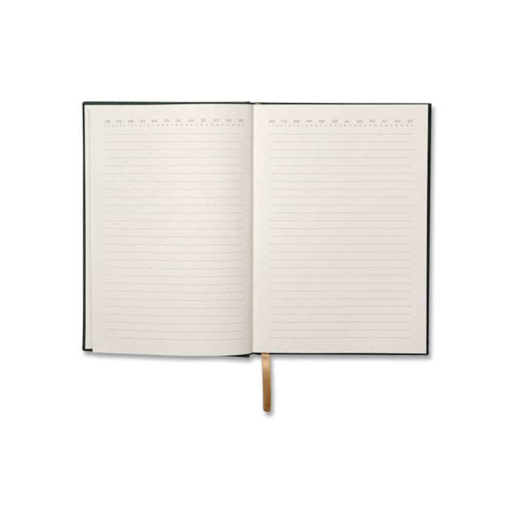 Hardcover Journal, Narrow Rule, Green/Gold Soft-Touch Synthetic Suede Cover, (80) 7.88 x 5.5 Sheets. Picture 3