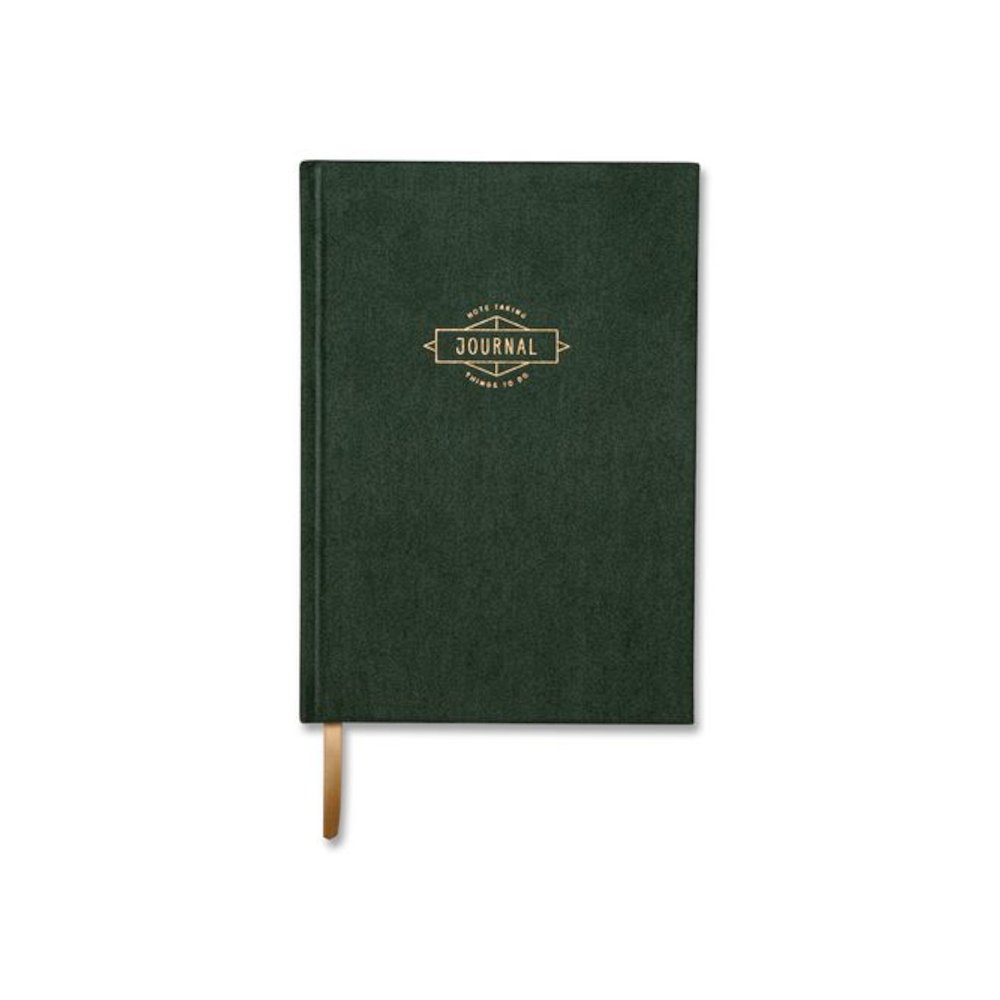Hardcover Journal, Narrow Rule, Green/Gold Soft-Touch Synthetic Suede Cover, (80) 7.88 x 5.5 Sheets. Picture 1