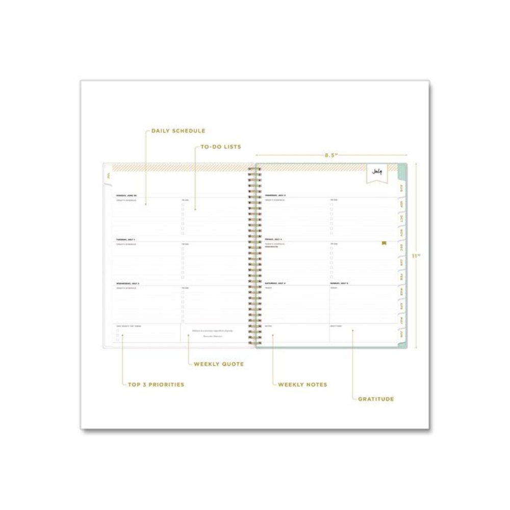 Day Designer Secret Garden Mint Academic Weekly/Monthly Twin-Wire Notes Planner, 11 x 8.5, 12-Month: July 2025 to June 2026. Picture 9