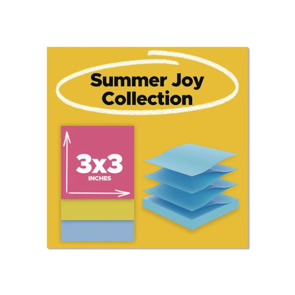 Pop-up Notes Summer Joy Collection Colors, Cabinet Pack, 3" x 3", Assorted Colors, 90 Sheets/Pad, 18 Pads/Pack. Picture 2