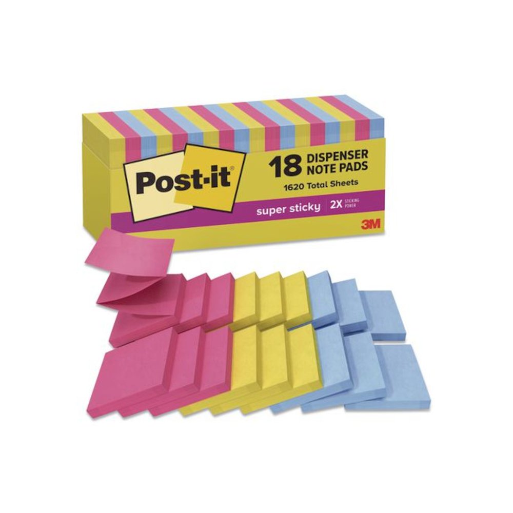 Pop-up Notes Summer Joy Collection Colors, Cabinet Pack, 3" x 3", Assorted Colors, 90 Sheets/Pad, 18 Pads/Pack. Picture 1