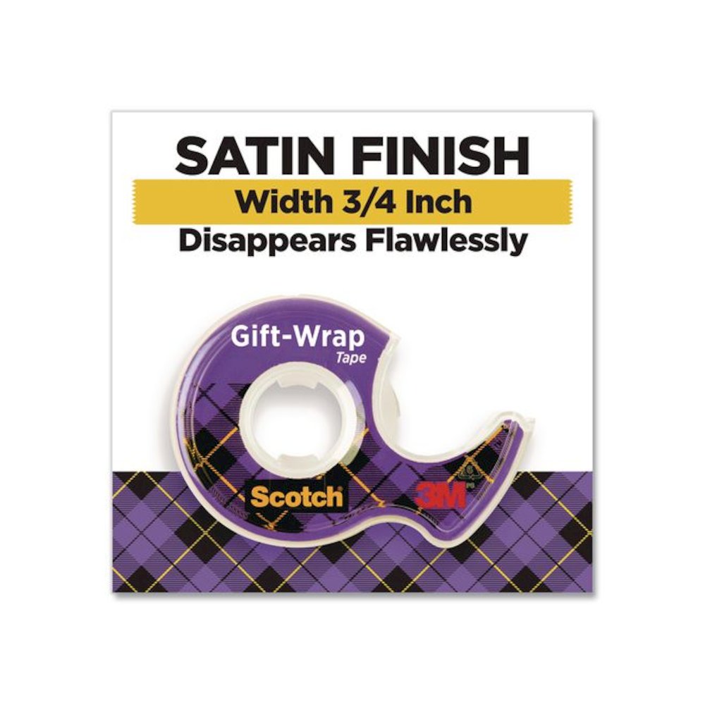 Gift Wrap Tape with Dispenser, 1" Core, 0.75" x 50 ft, Clear, 6/Pack. Picture 2