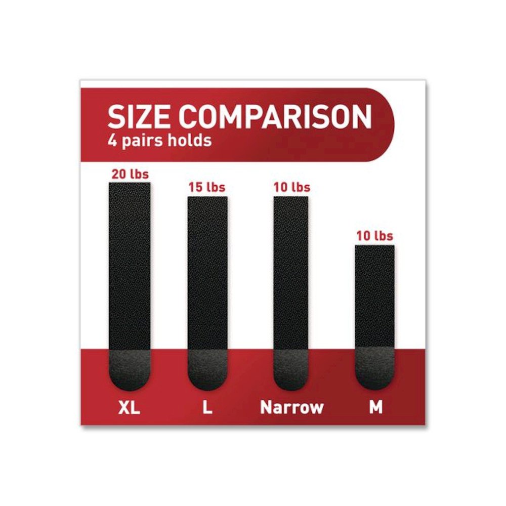 Damage-Free Hanging Picture Hanging Strip Pairs, (8) XL (0.86 x 4.37), (6) L (0.75" x 3.65"), (2) Med (0.75 x 2.75), Black. Picture 6