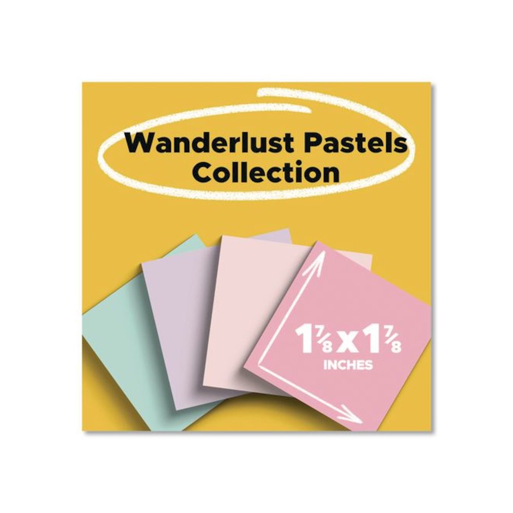 Recycled Notes in Wanderlust Pastels Collection Colors, 1.88" x 1.88", Assorted Colors, 70 Sheets/Pad, 18 Pads/Pack. Picture 2