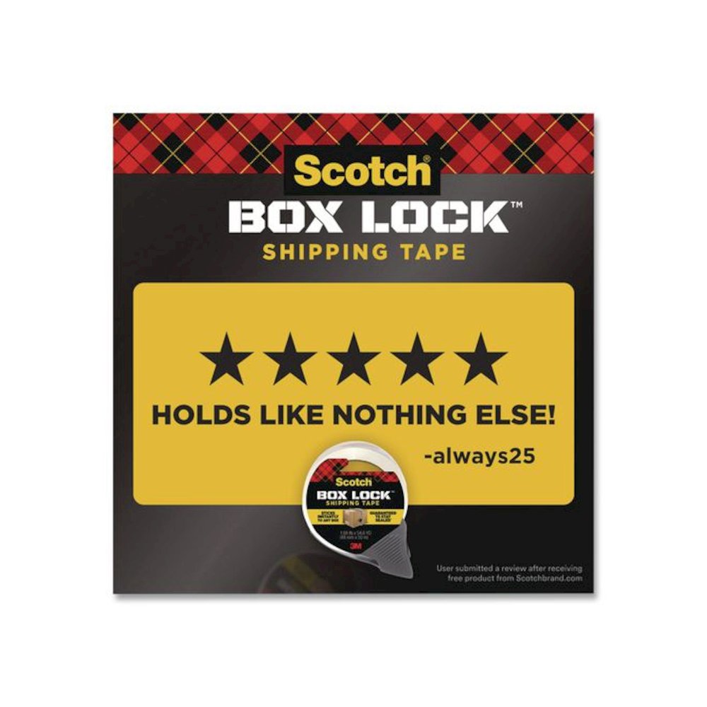 BOX LOCK Shipping Tape, 3" Core, 1.88" x 38.2 yds, Clear, 6/Pack. Picture 7