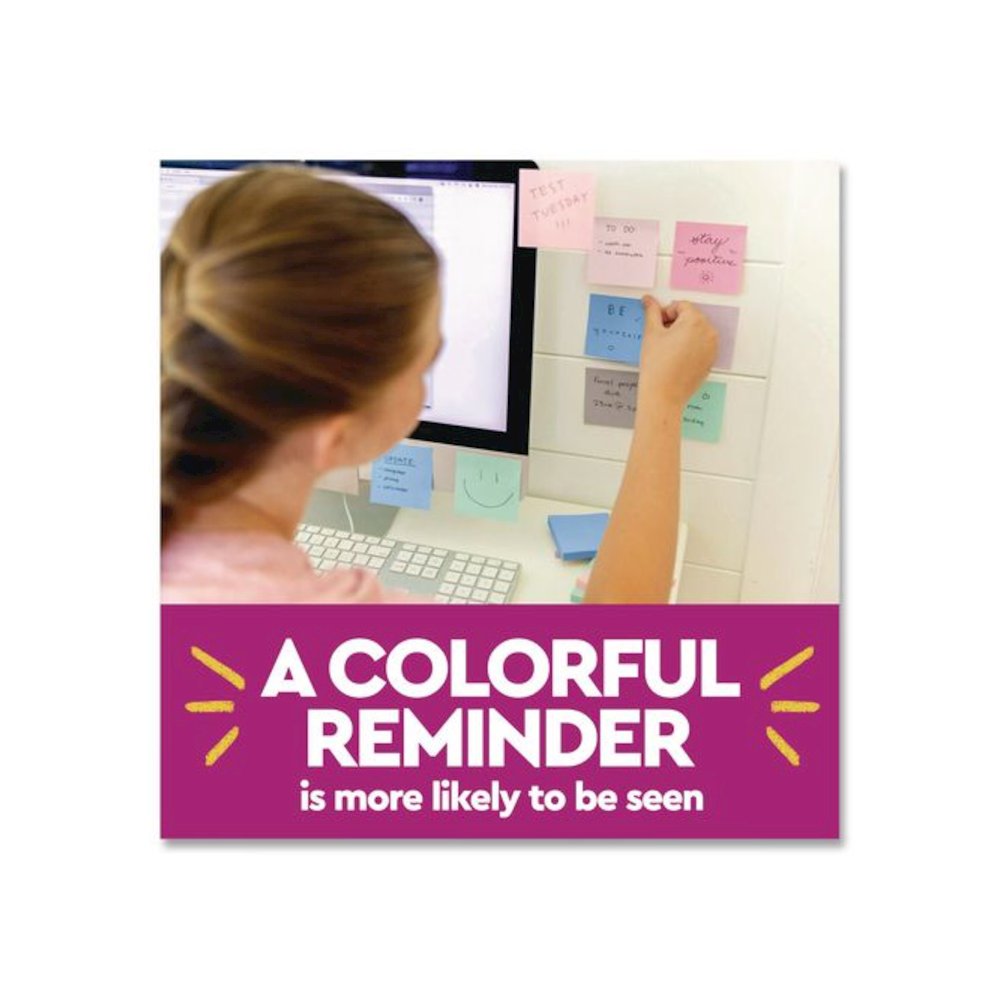 Recycled Notes in Wanderlust Pastels Collection Colors, 1.88" x 1.88", Assorted Colors, 70 Sheets/Pad, 18 Pads/Pack. Picture 5