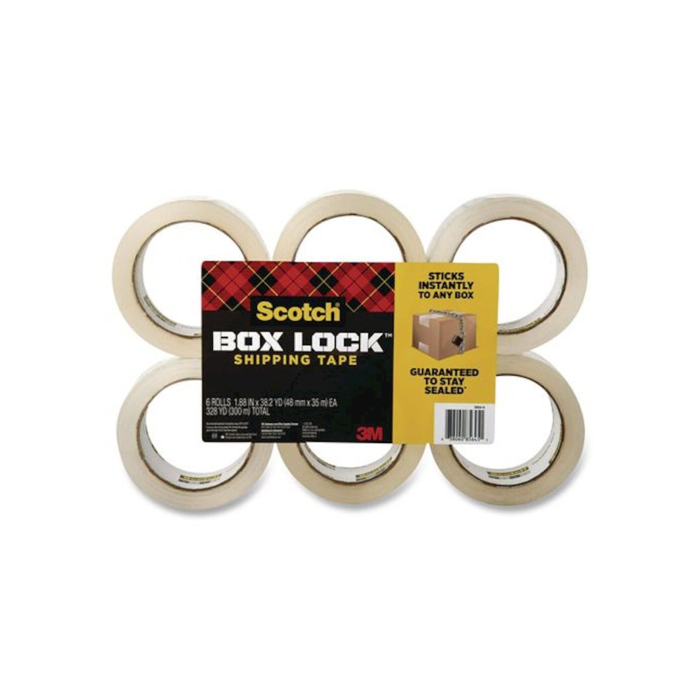 BOX LOCK Shipping Tape, 3" Core, 1.88" x 38.2 yds, Clear, 6/Pack. Picture 1
