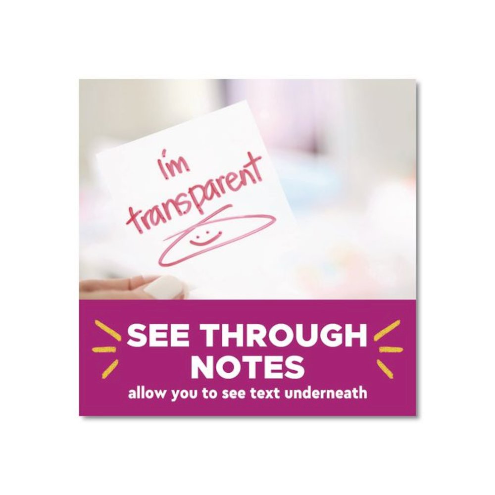 Transparent Notes, 2.88" x 2.88", Assorted Pastel Colors, 36 Sheets/Pad, 5 Pads/Pack. Picture 4
