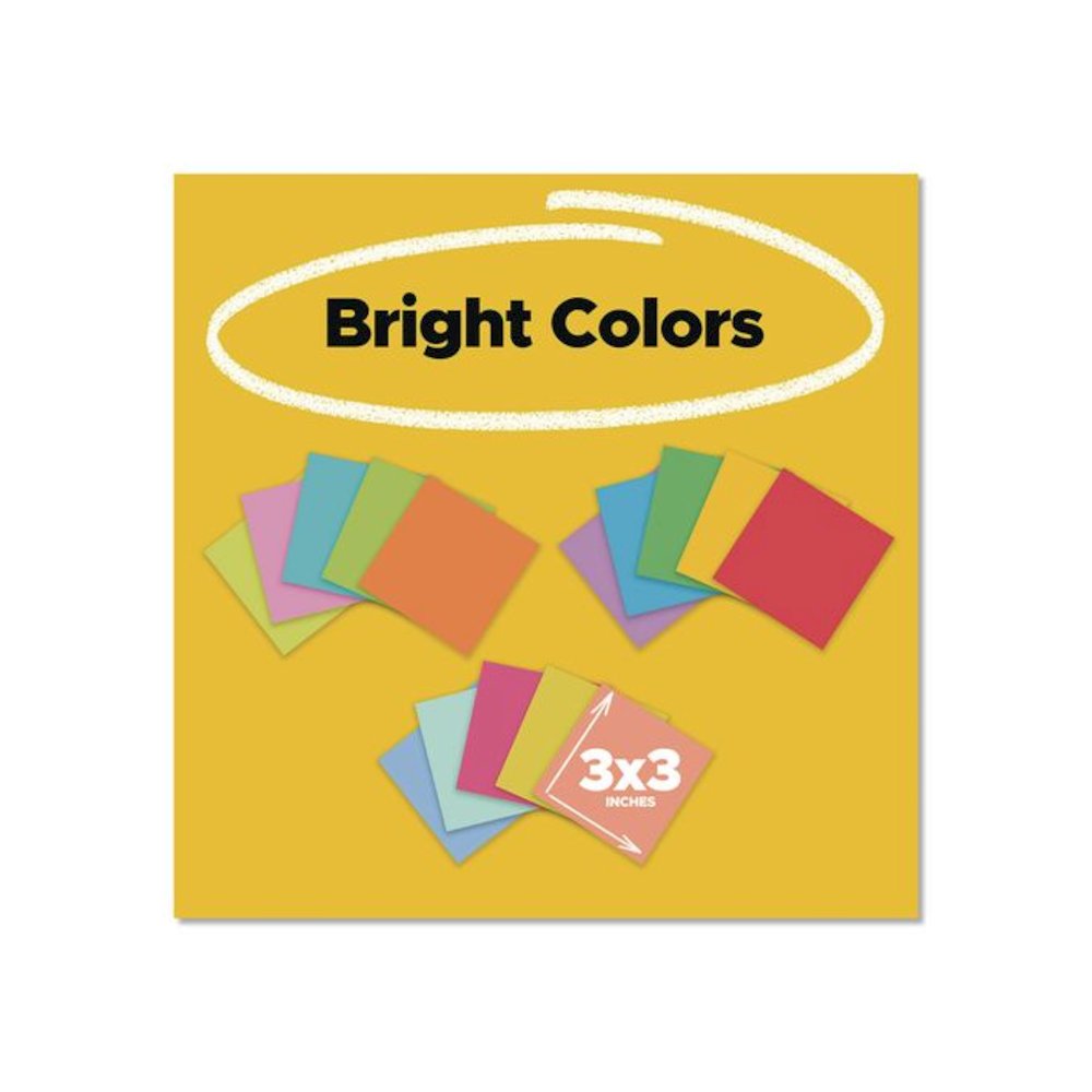 Pads in Assorted Collection Colors, Teacher's Pack, 3" x 3", Assorted Colors, 45 Sheets/Pad, 15 Pads/Pack. Picture 2