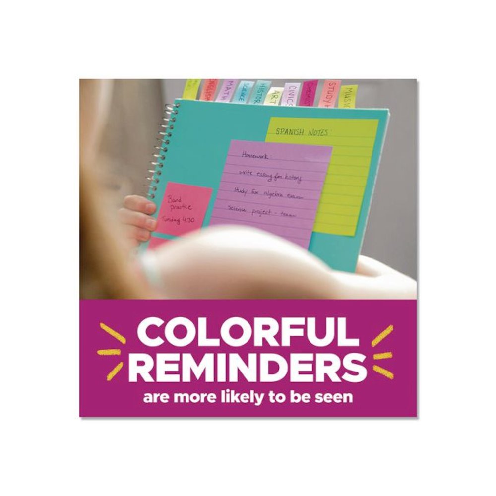 Pads in Assorted Collection Colors, Teacher's Pack, 3" x 3", Assorted Colors, 45 Sheets/Pad, 15 Pads/Pack. Picture 5