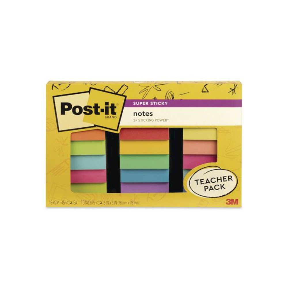 Pads in Assorted Collection Colors, Teacher's Pack, 3" x 3", Assorted Colors, 45 Sheets/Pad, 15 Pads/Pack. Picture 1