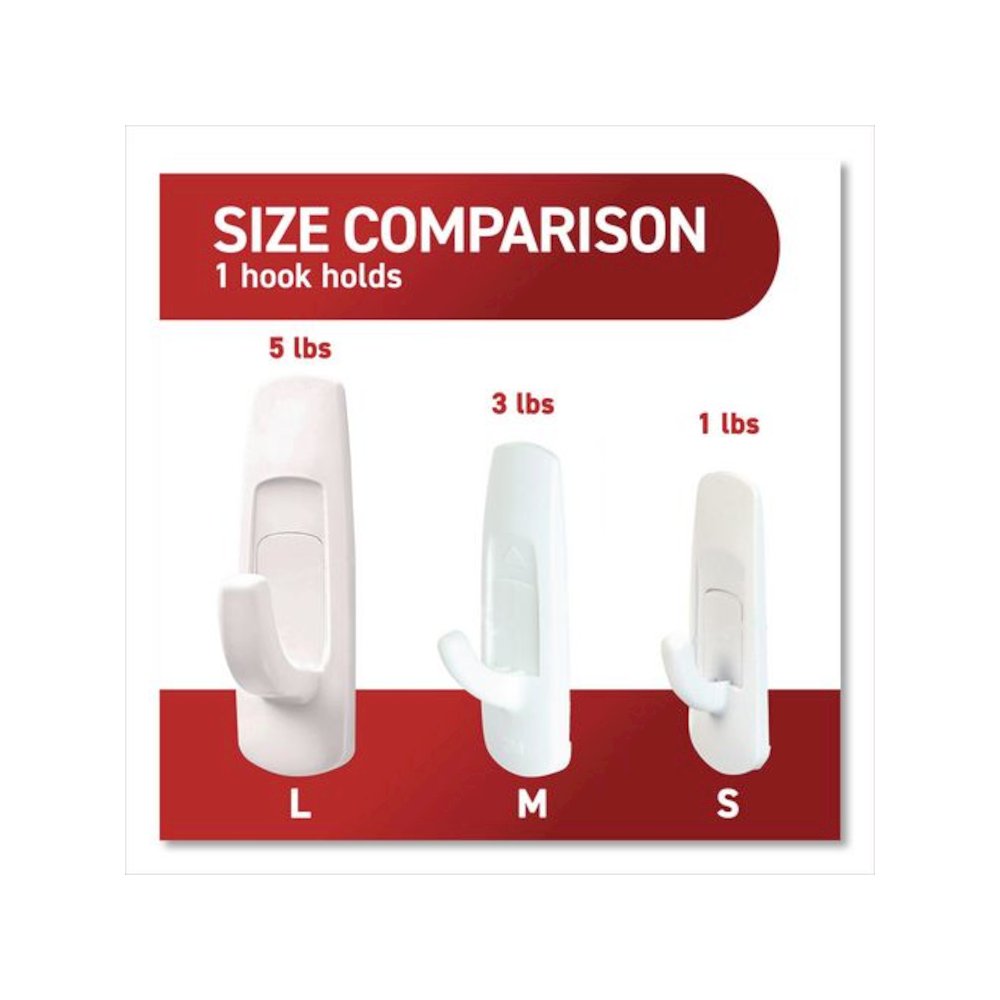 Large Utility Hooks, Plastic, White, Supports 5 lb, 6/Pack. Picture 4
