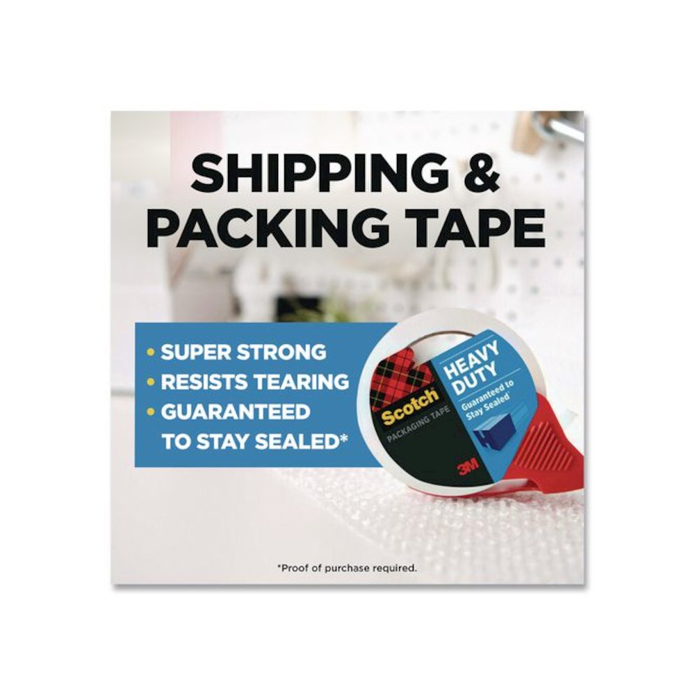 Heavy-Duty Packaging Tape with 2 Dispensers, 3"Core, 1.88" x 54.6 yds, Clear, 4 Rolls/Pack. Picture 2