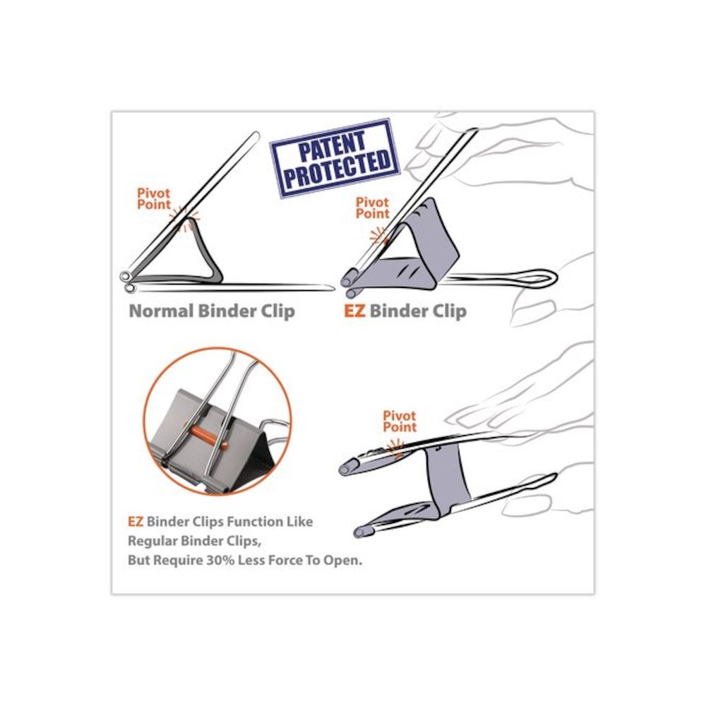 EZ Binder Clips, Medium, Gray, 48/Pack. Picture 6