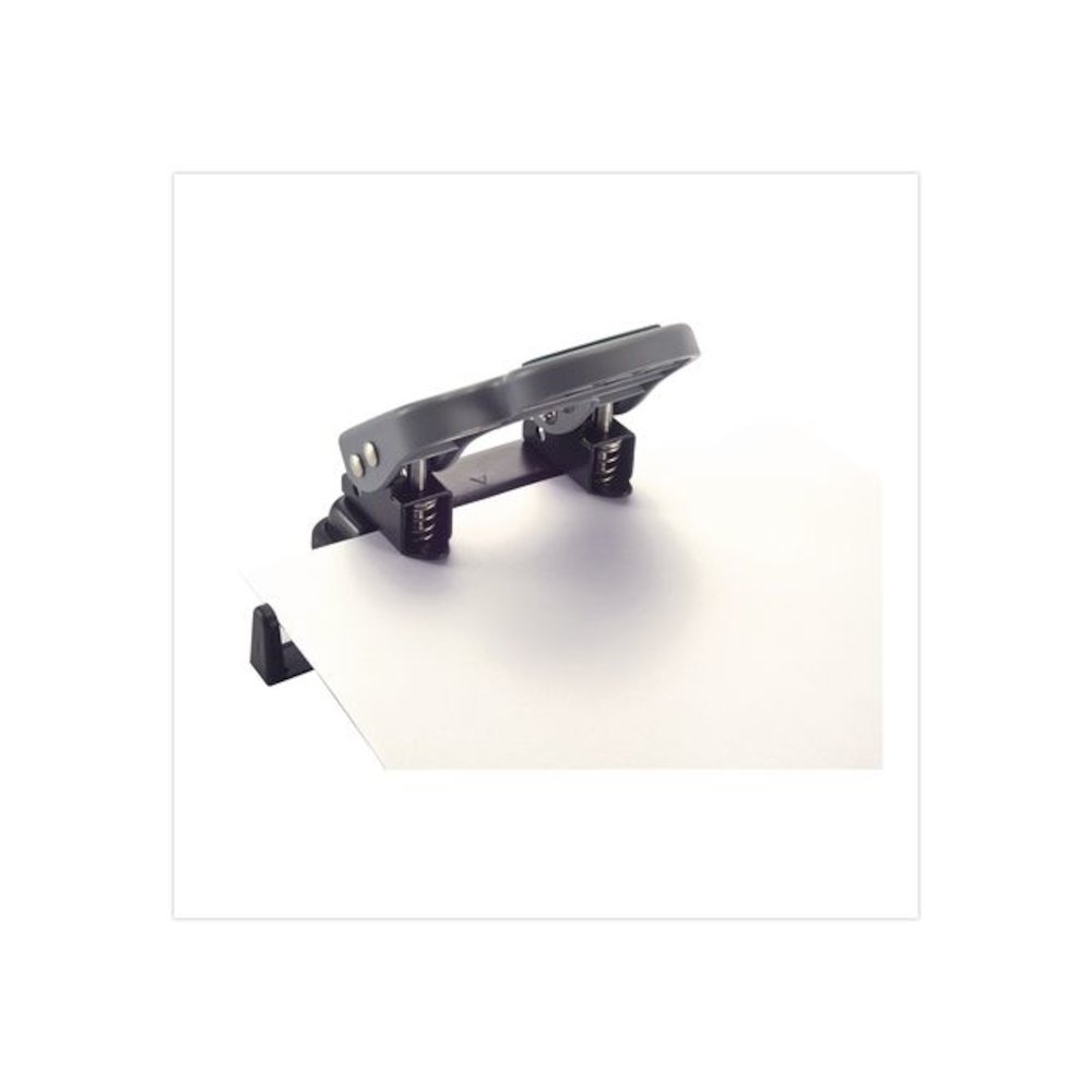 Desktop 2-Hole Eco-Punch, 1/4" Holes, Black/Gray/Green. Picture 2