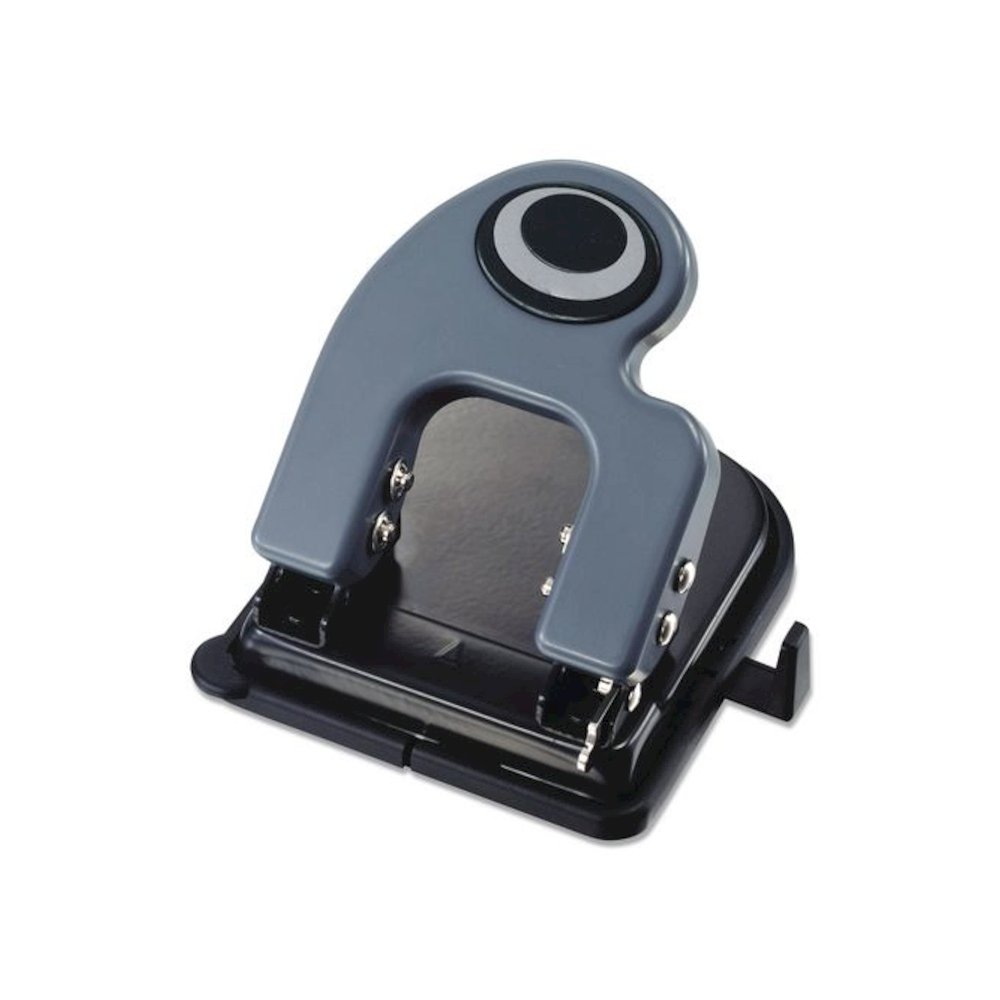 Desktop 2-Hole Eco-Punch, 1/4" Holes, Black/Gray/Green. Picture 1