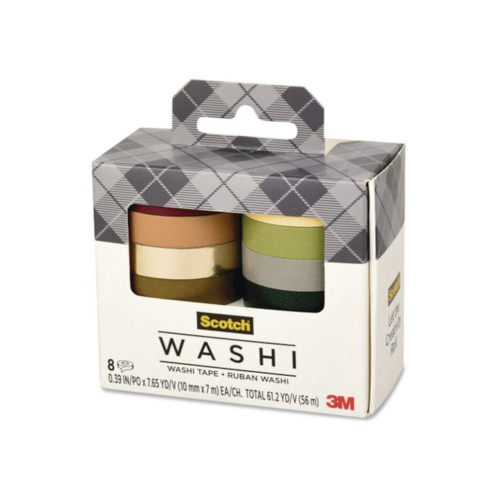 Washi Tape, Solid Earth, 0.39" x 7.69 yd, Assorted Colors/Finishes, 8 Rolls/Pack. Picture 2