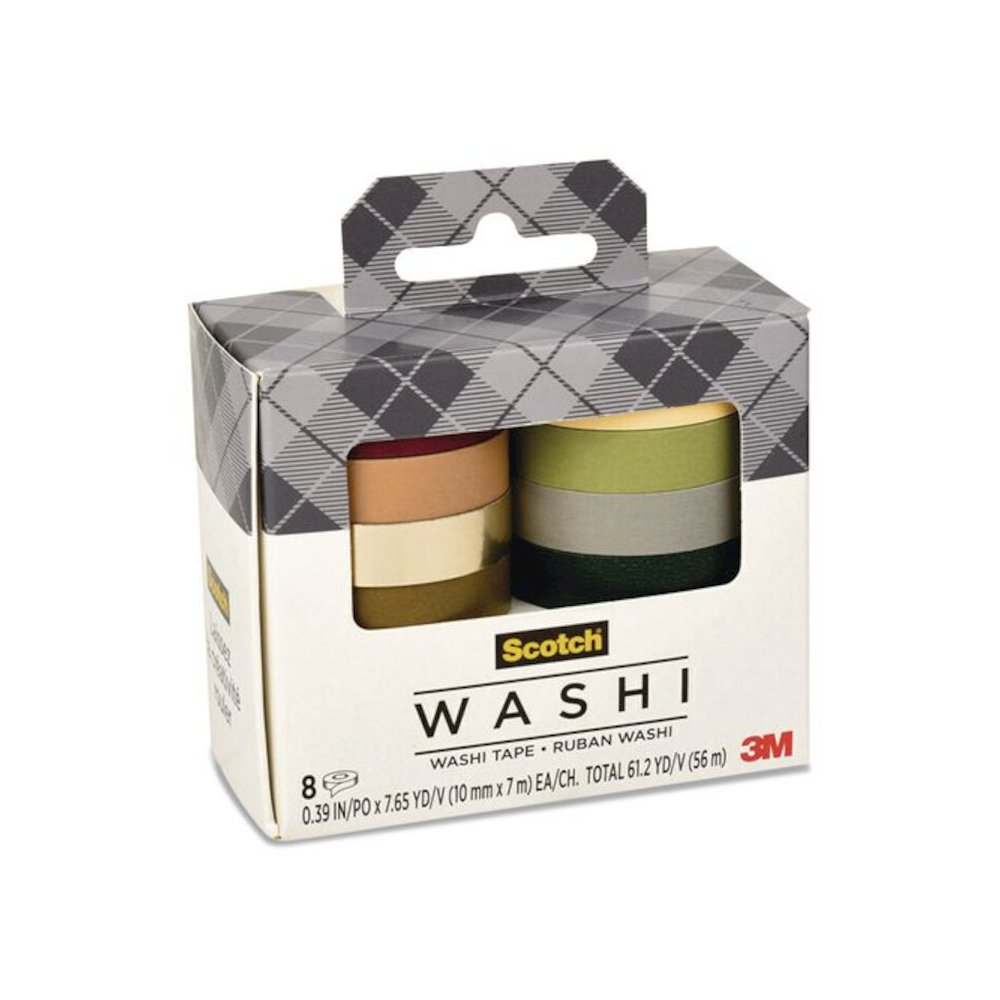 Washi Tape, Solid Earth, 0.39" x 7.69 yd, Assorted Colors/Finishes, 8 Rolls/Pack. Picture 3