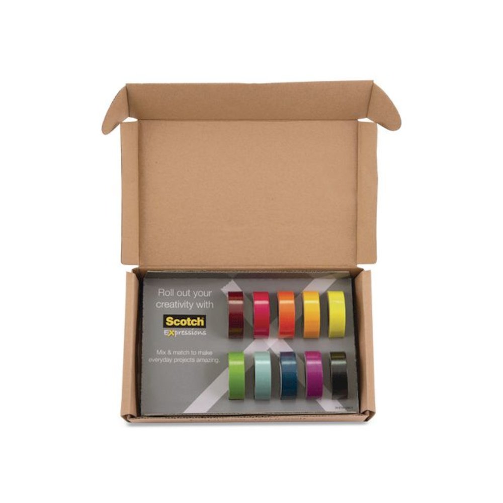 Expressions Washi Tape, 0.59" x 32.75 ft, Assorted Colors, 10 Rolls/Pack. Picture 2