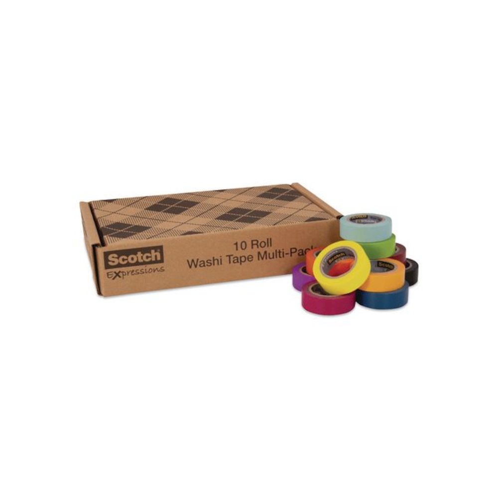 Expressions Washi Tape, 0.59" x 32.75 ft, Assorted Colors, 10 Rolls/Pack. Picture 3