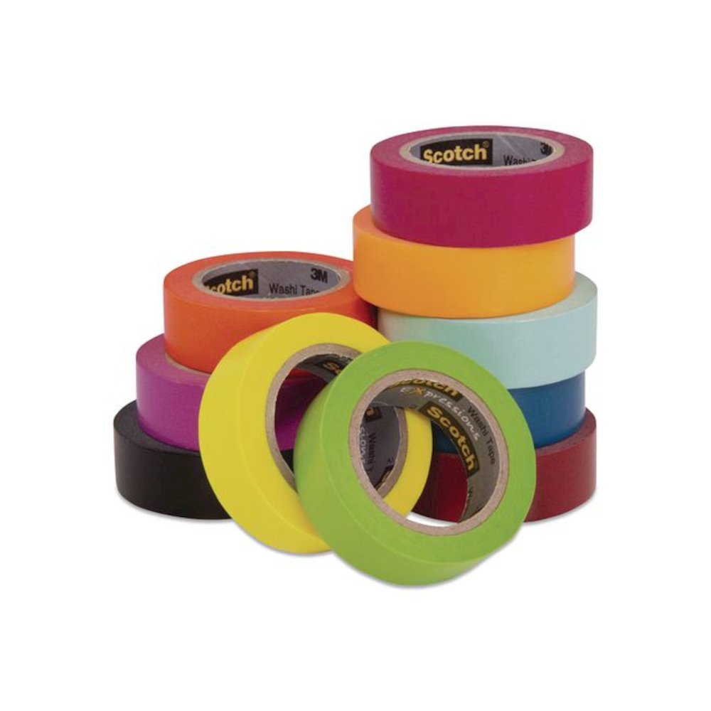 Expressions Washi Tape, 0.59" x 32.75 ft, Assorted Colors, 10 Rolls/Pack. Picture 9