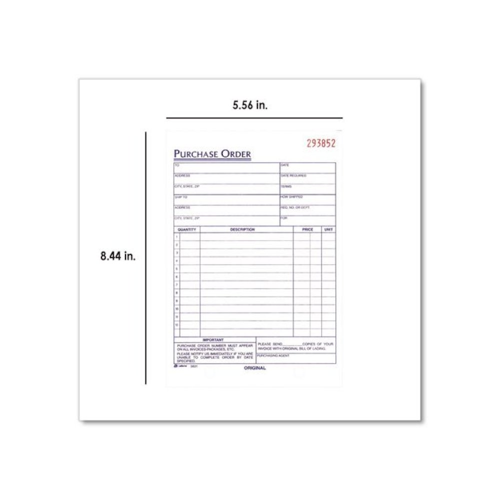 Multipart Purchase Order Pad, Three Part Carbonless, 5.56 x 8.44, 50 Forms Total. Picture 3