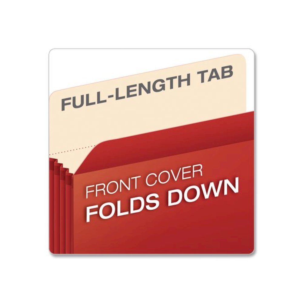 Colored File Pockets, 3.5'' Expansion, Legal Size, Red, 25/Box. Picture 5